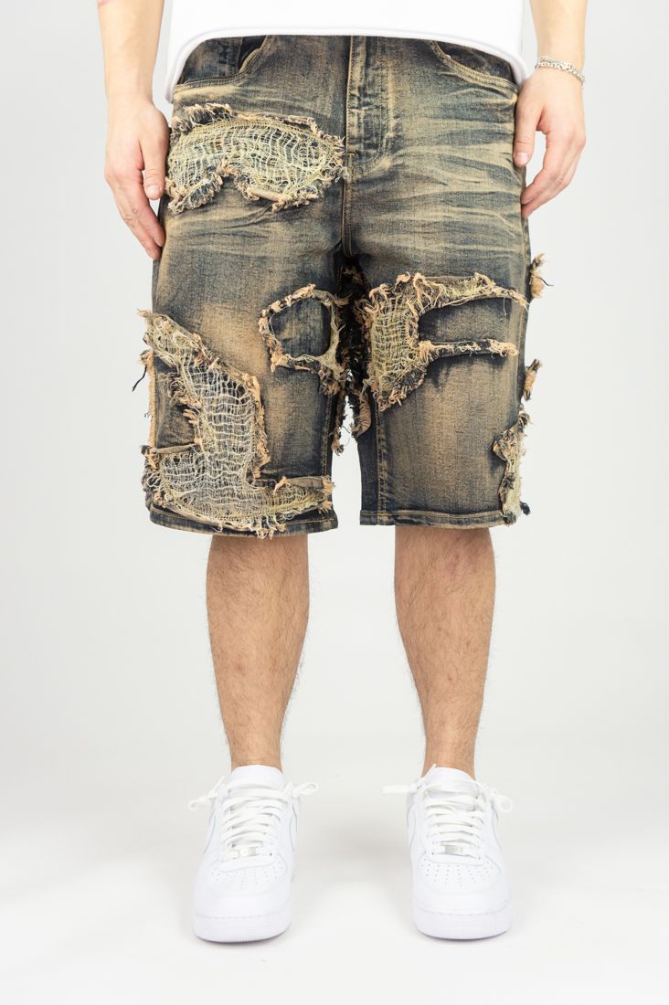 Burlap Patched Shorts -Vintage