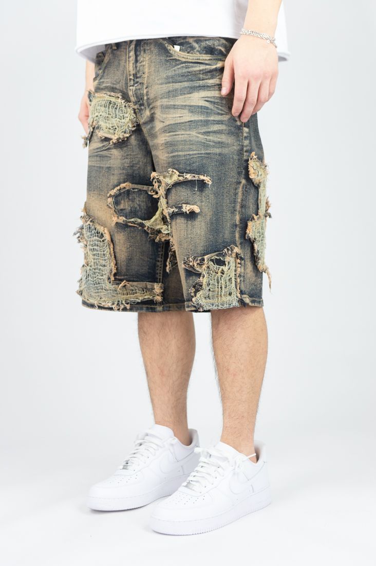 Burlap Patched Shorts -Vintage