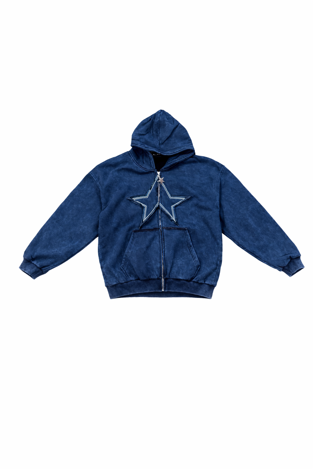 Star Zip Up Hoodie - Navy