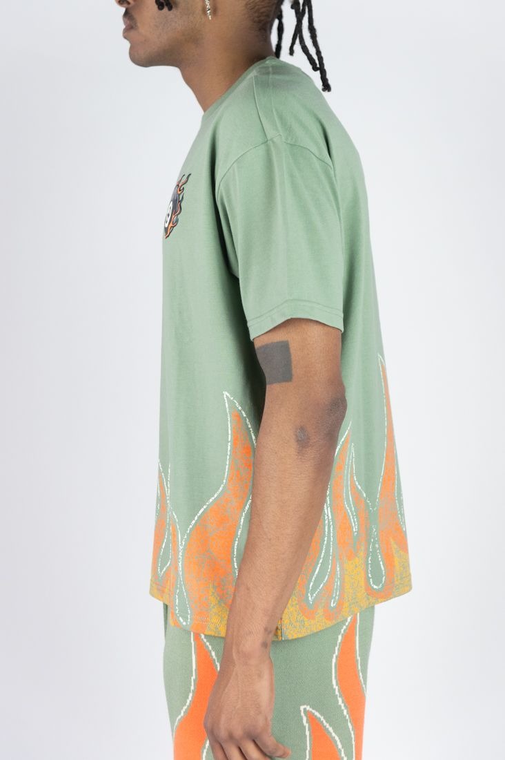 Flame 8 Ball Oversized Tee - DK Sage