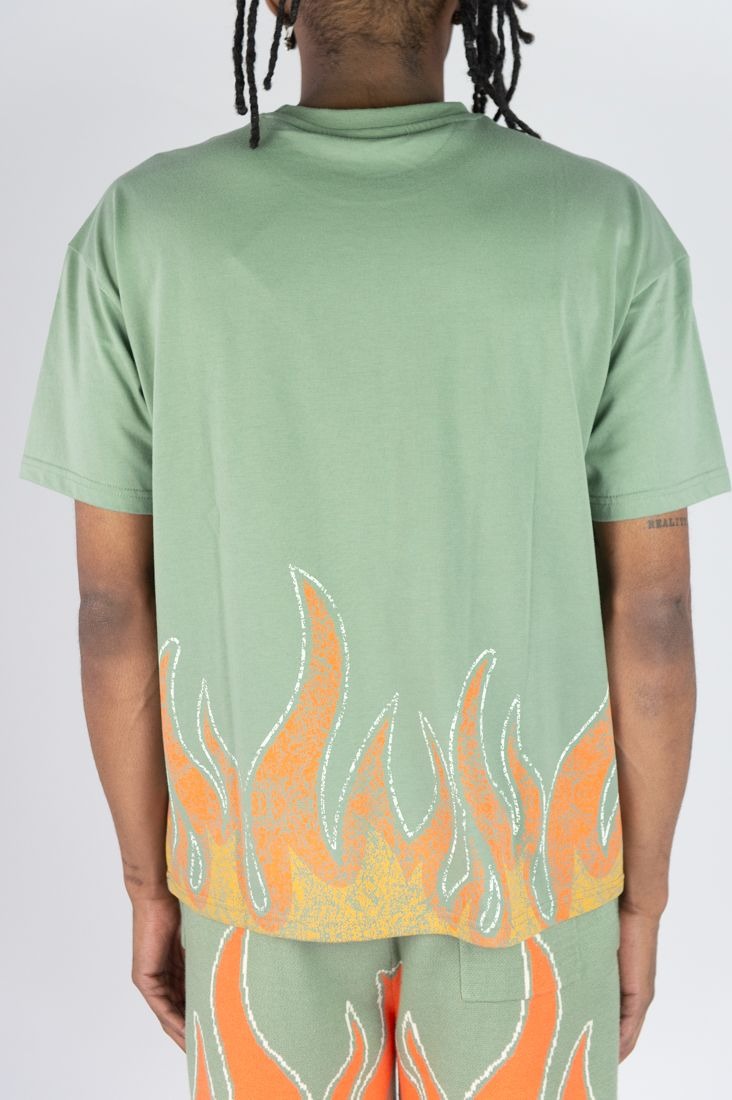 Flame 8 Ball Oversized Tee - DK Sage