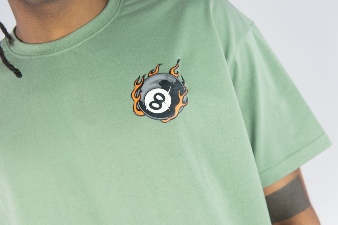 Flame 8 Ball Oversized Tee - DK Sage