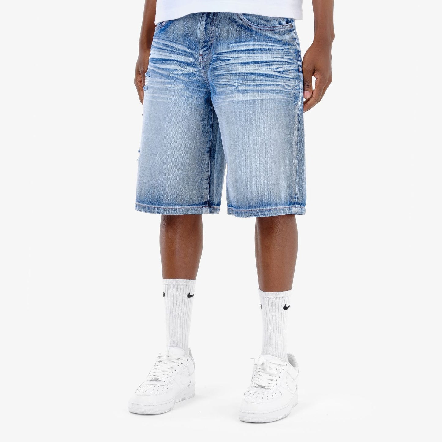 Distress Denim Short - Ice Blue