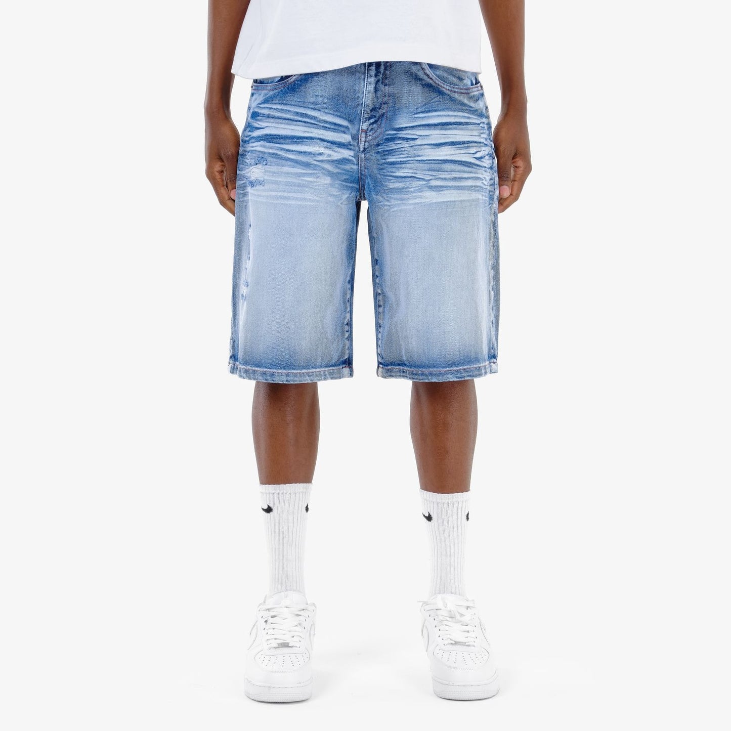 Distress Denim Short - Ice Blue