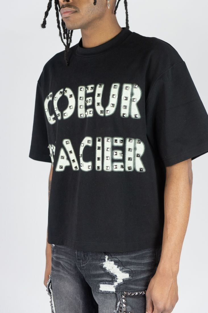 Cropped Tee W/ Studs - Black