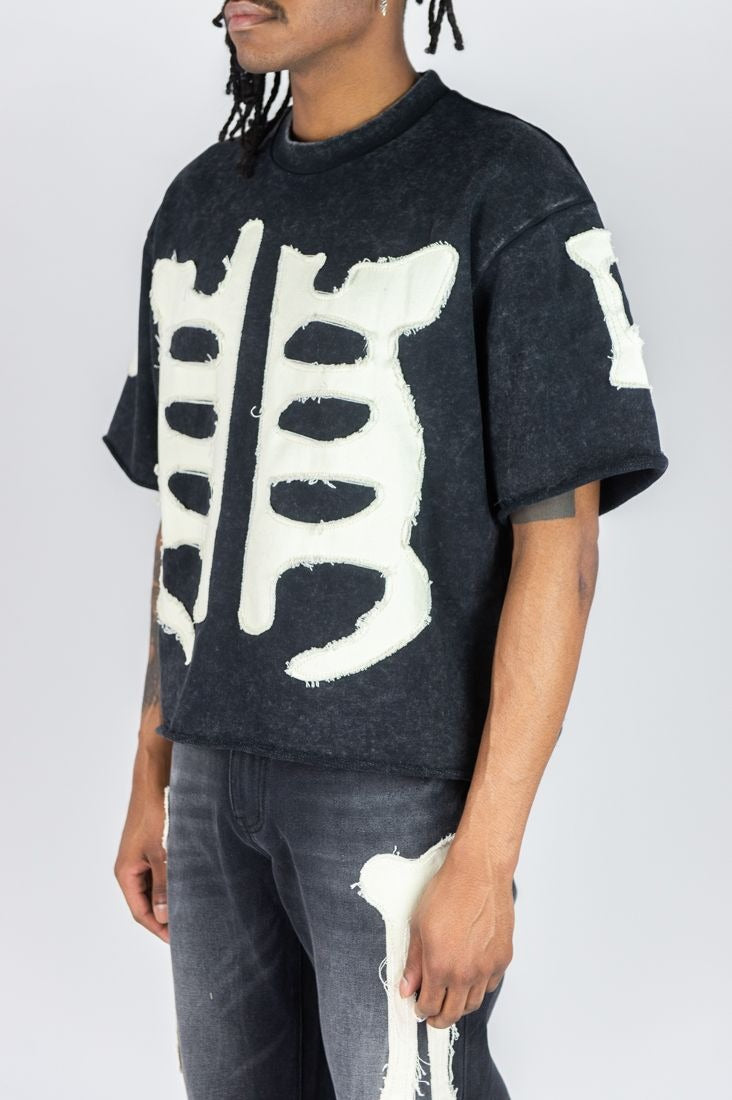 Cropped F.terry W/ Bone Patches Tee - White