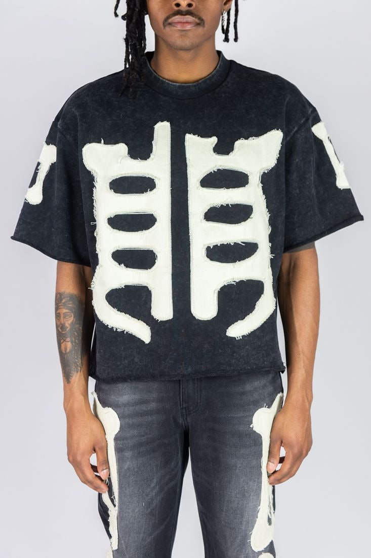 Cropped F.terry W/ Bone Patches Tee - White