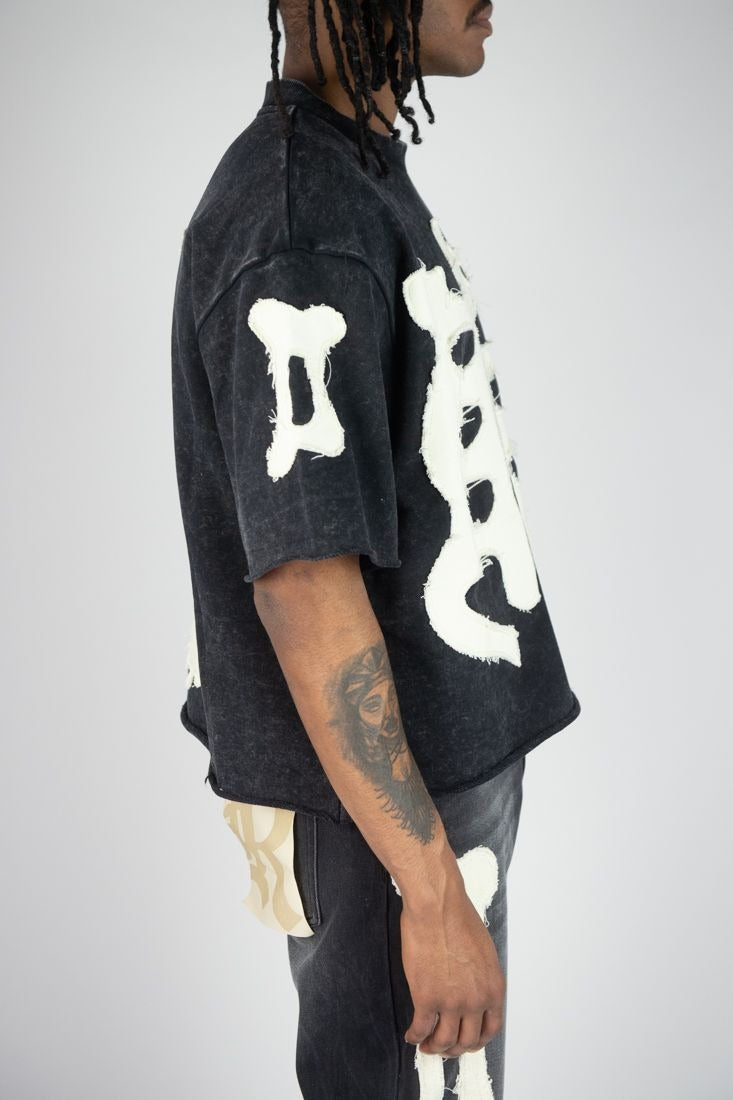 Cropped F.terry W/ Bone Patches Tee - White