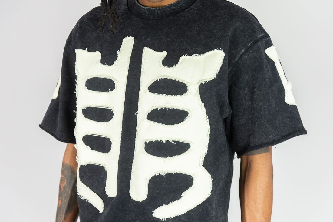 Cropped F.terry W/ Bone Patches Tee - White