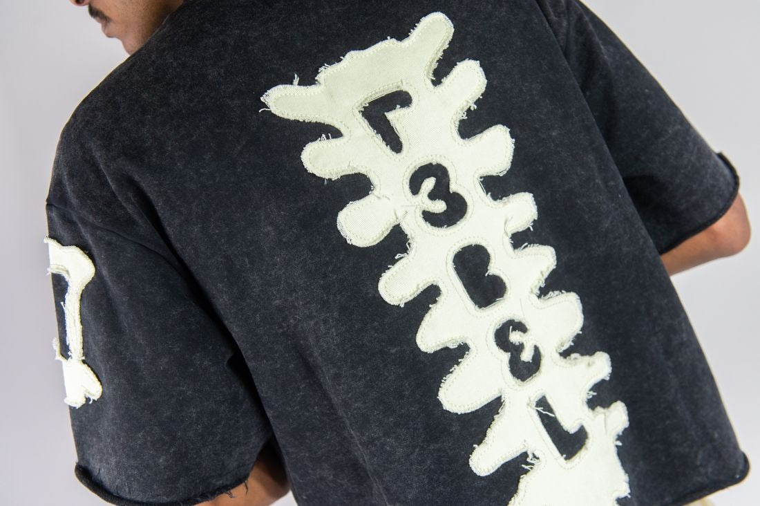 Cropped F.terry W/ Bone Patches Tee - White