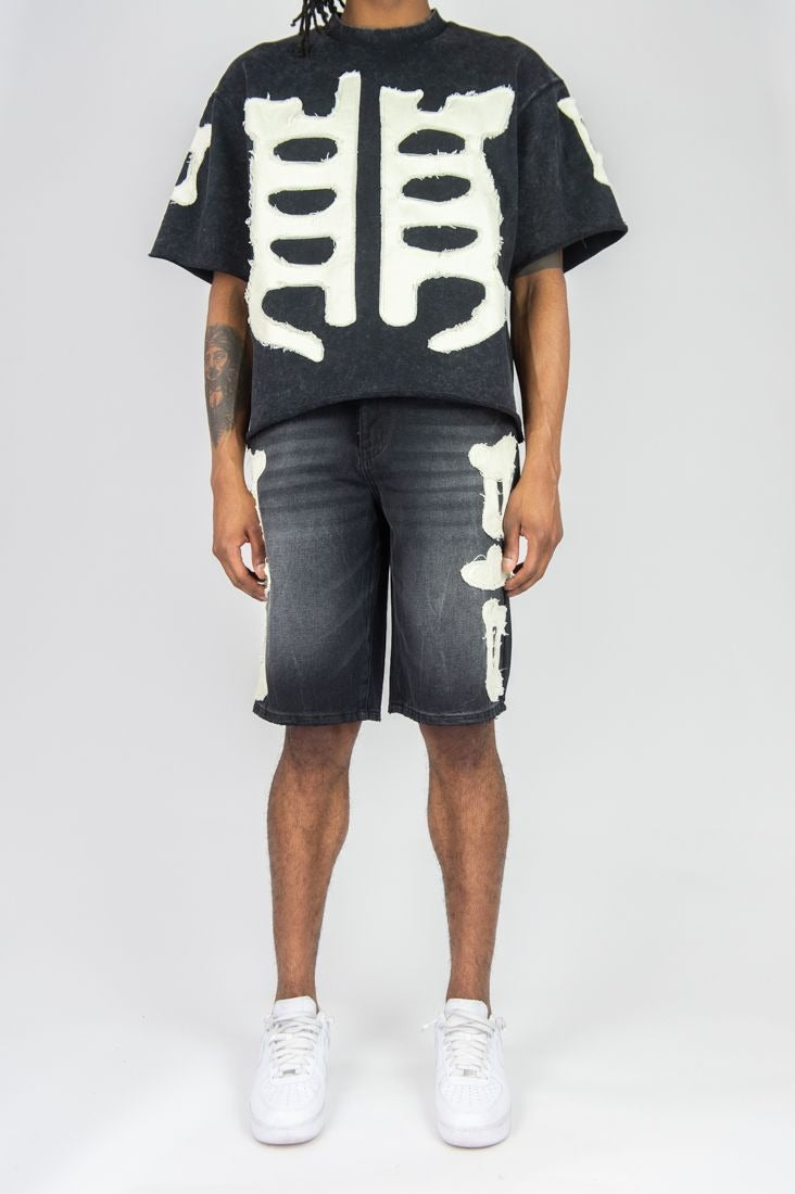 Cropped F.terry W/ Bone Patches Tee - White