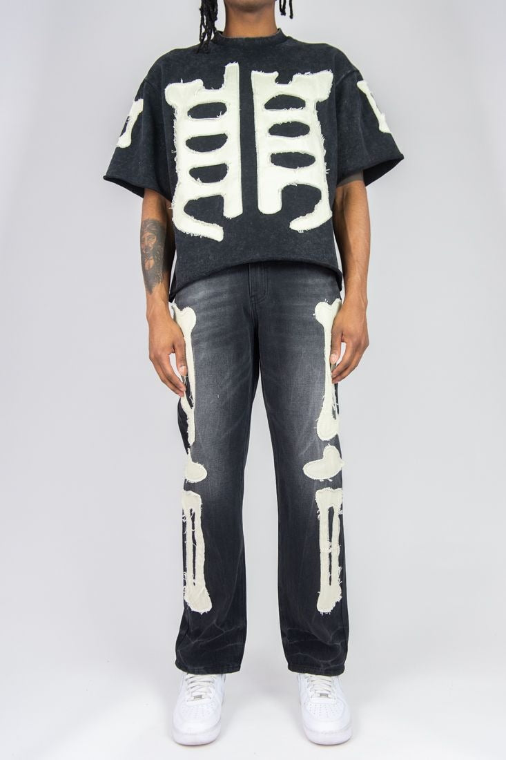 Cropped F.terry W/ Bone Patches Tee - White