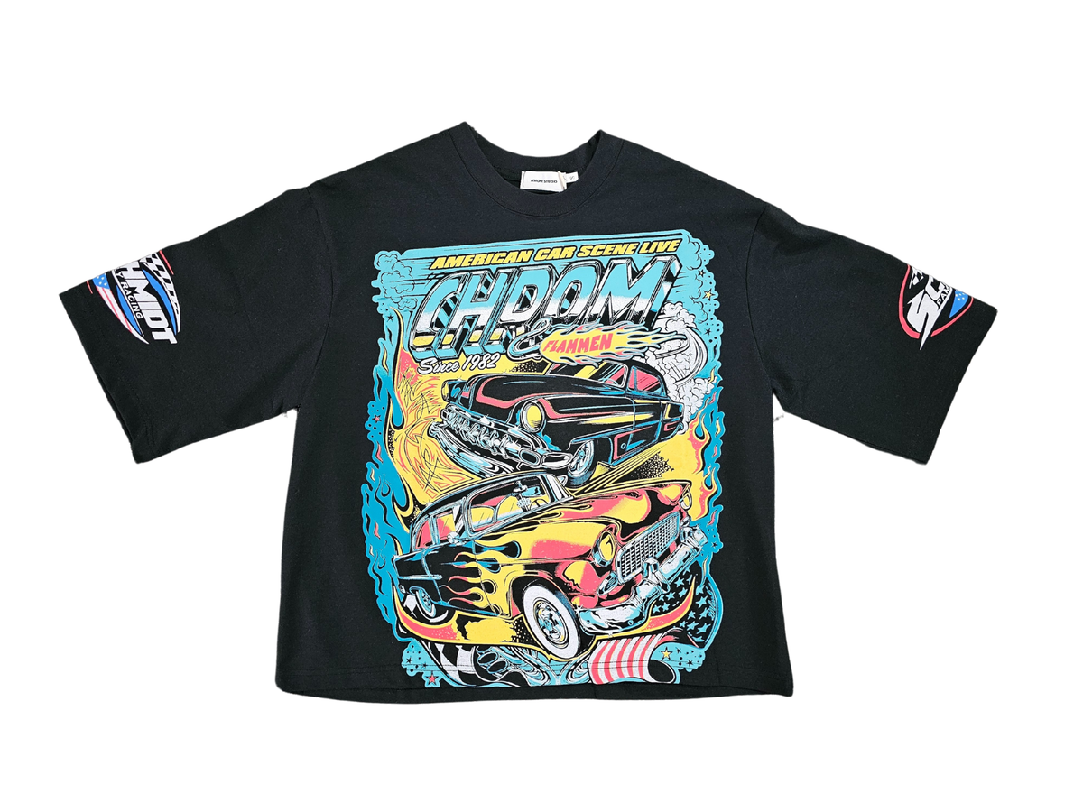 Midnight Speedway Cropped Tee - Black
