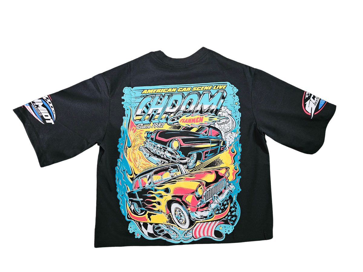 Midnight Speedway Cropped Tee - Black