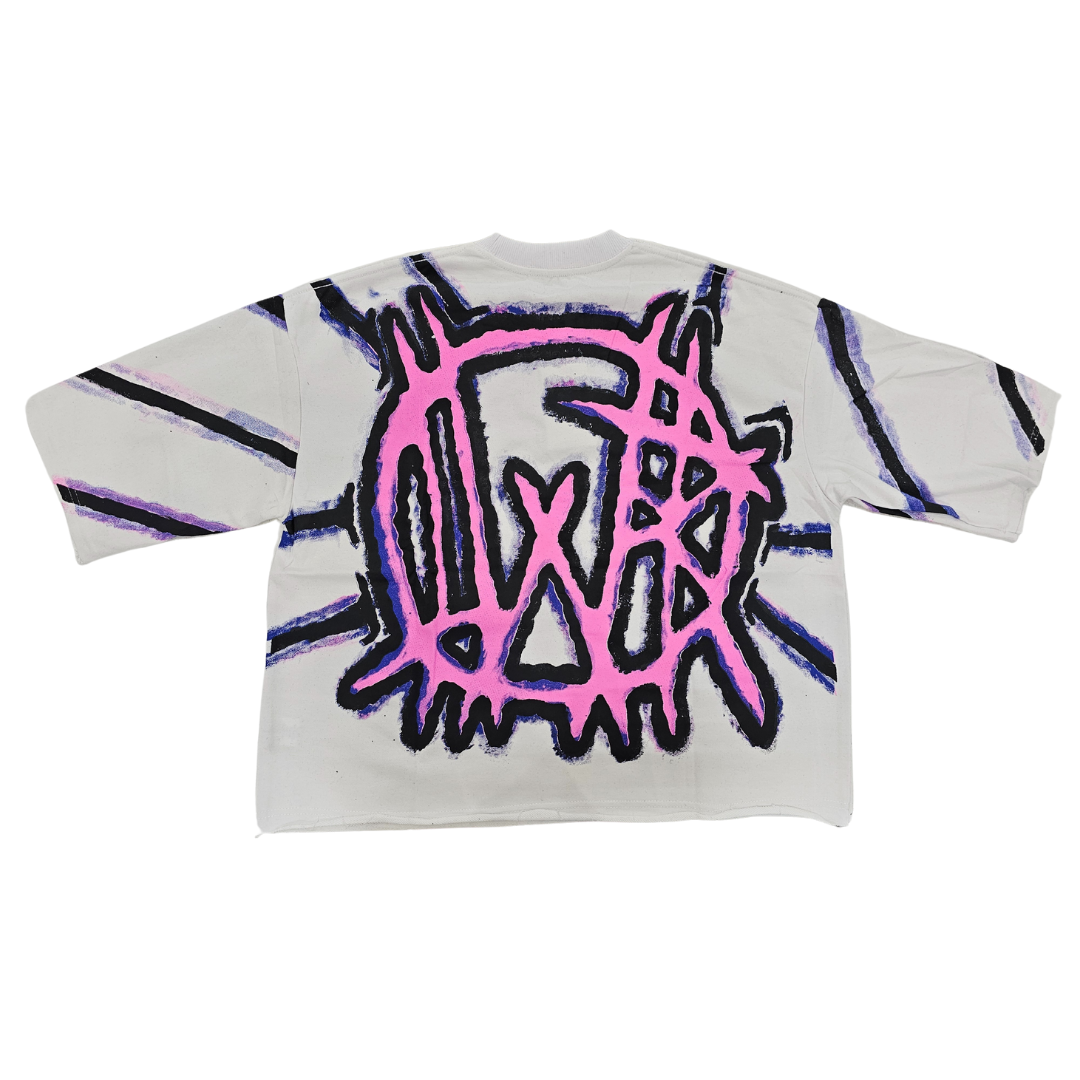 Psycho Sketch Cropped Tee - White
