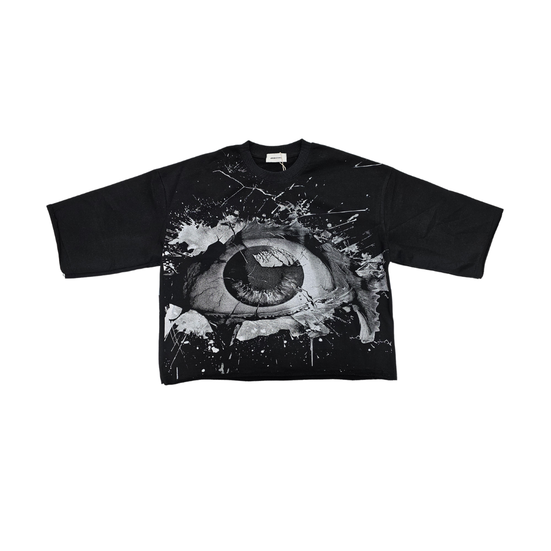 Evil Eye Cropped Tee - Black