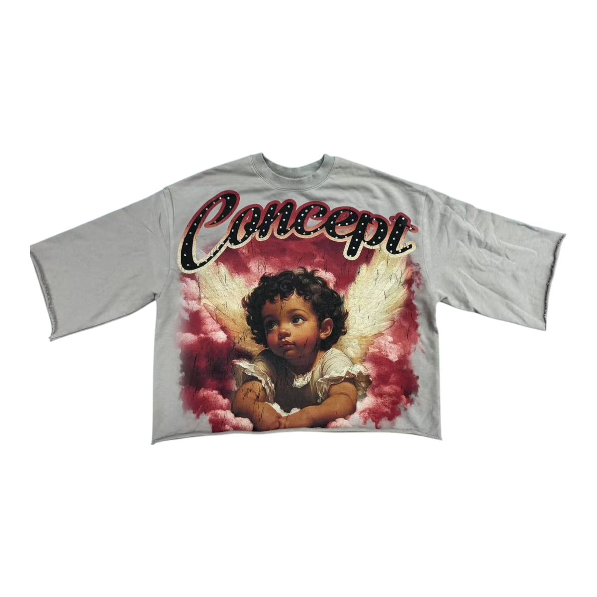 Angel Cropped Tee - Grey