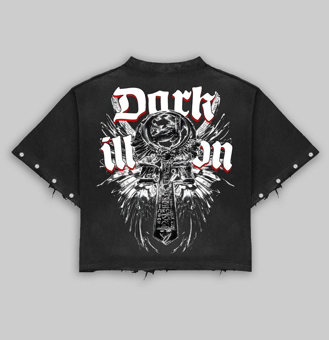 Dark Illusion "Anubis" Cropped Tee - Black