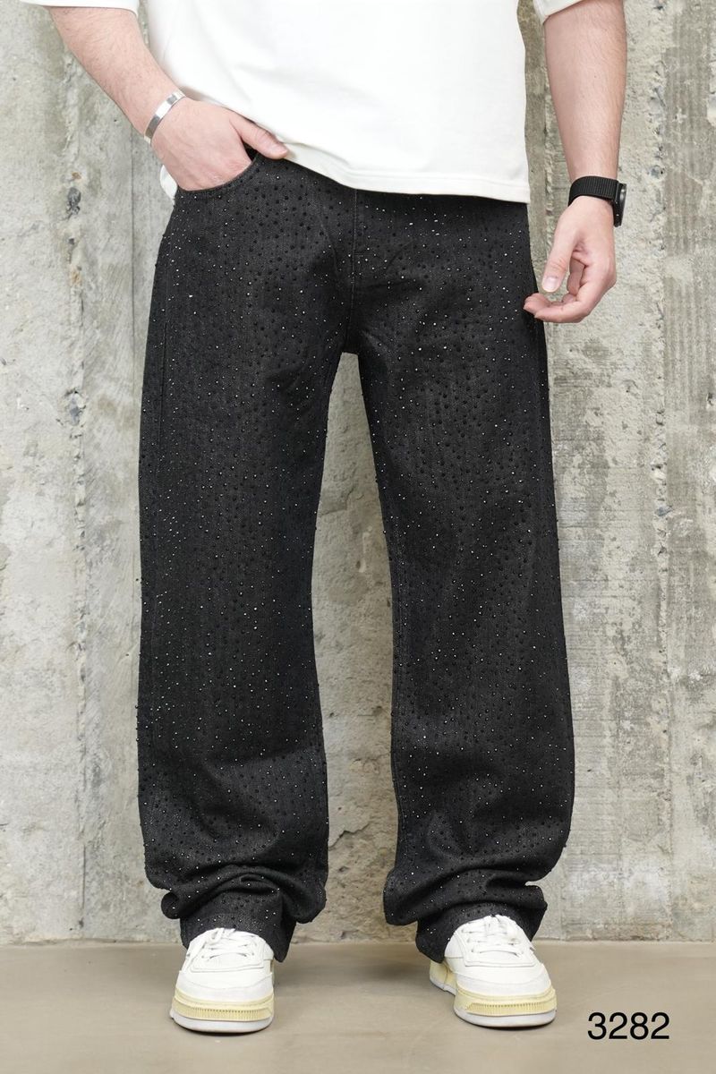 Diamonds Rhinestone Jeans - Black