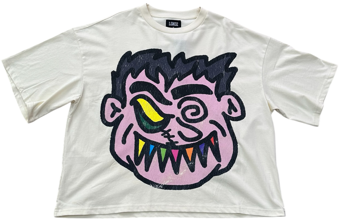 Colourful Smile Cropped Tee - Cream