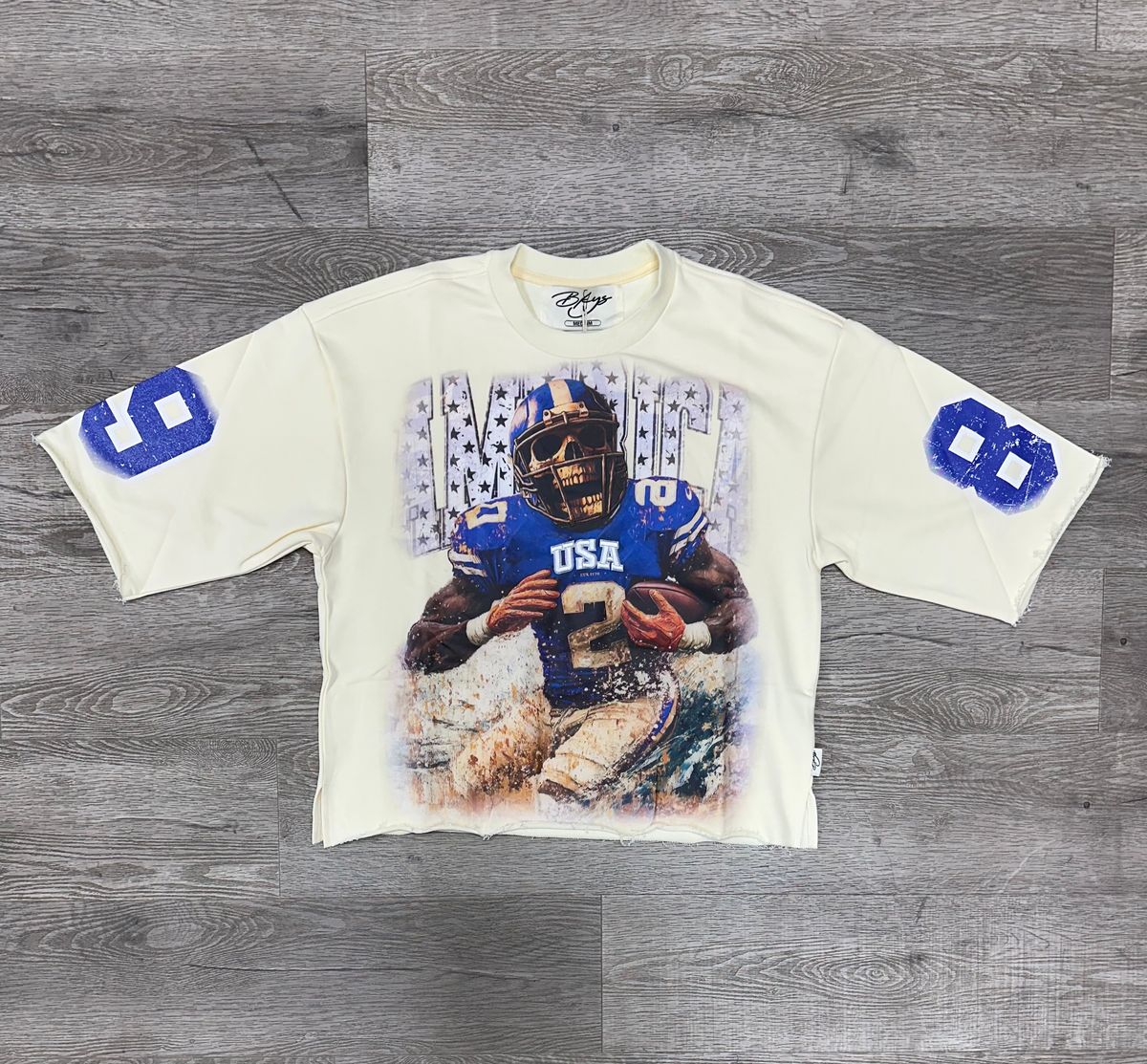 Football Skull F-terry Cropped T-shirt - off White