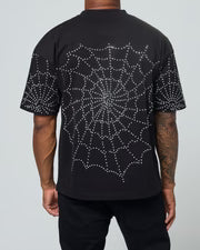 Studded Spiderweb Tee - Black