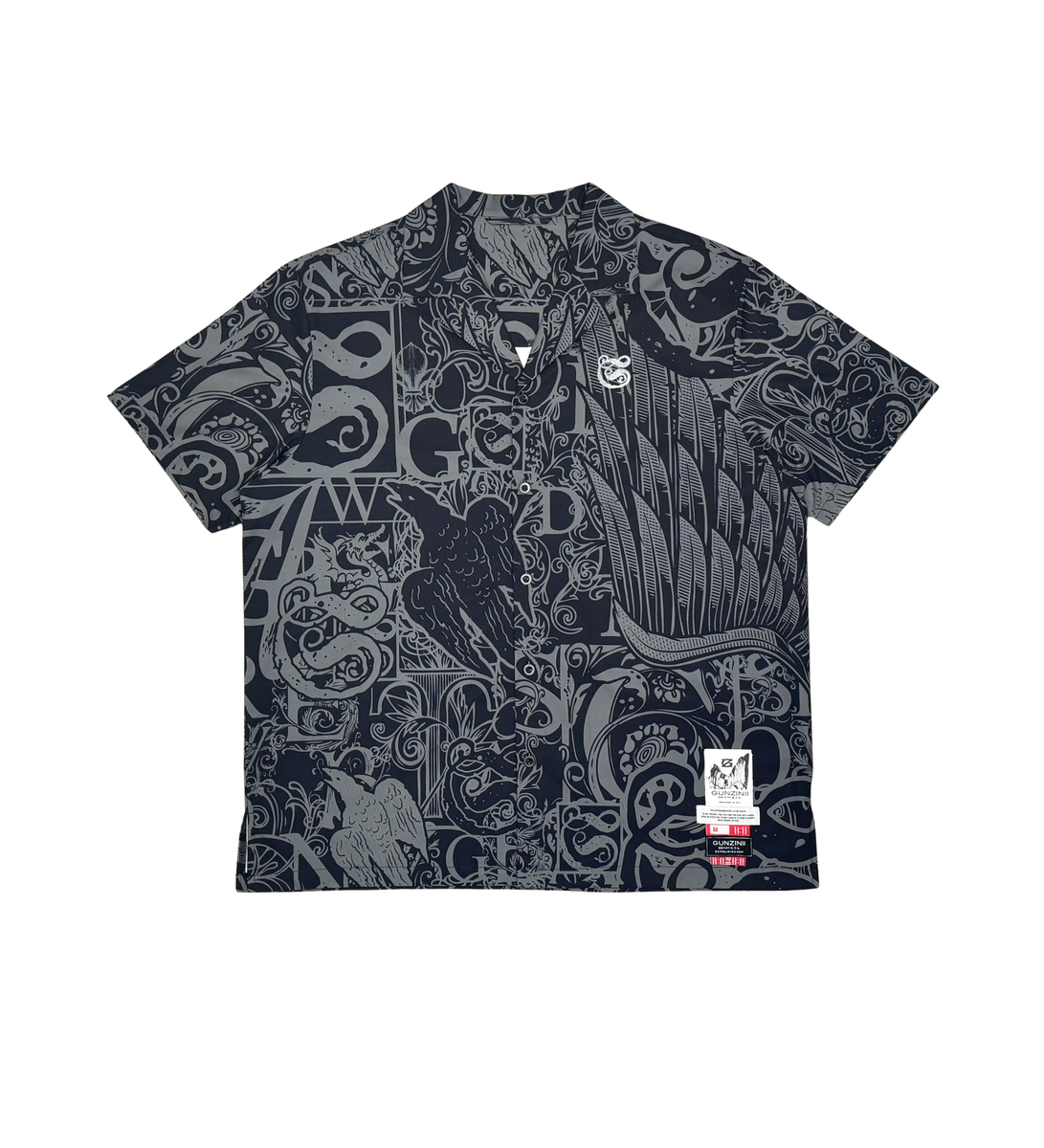Graffiti Nylon Button Down Tee - Black