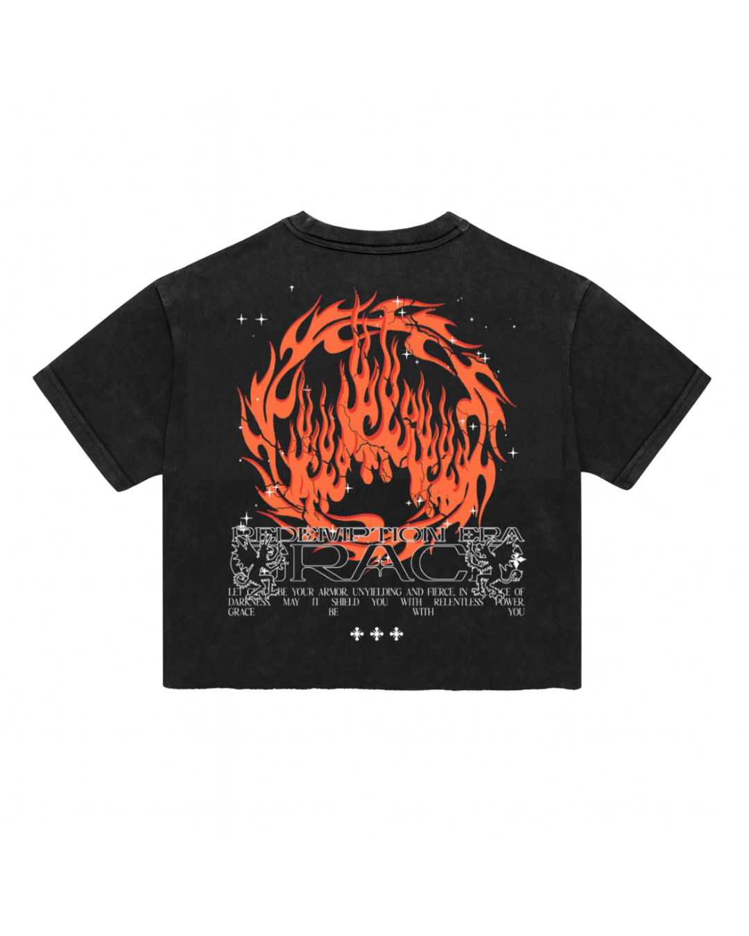 Grace Cropped Tee - Black Acid Wash