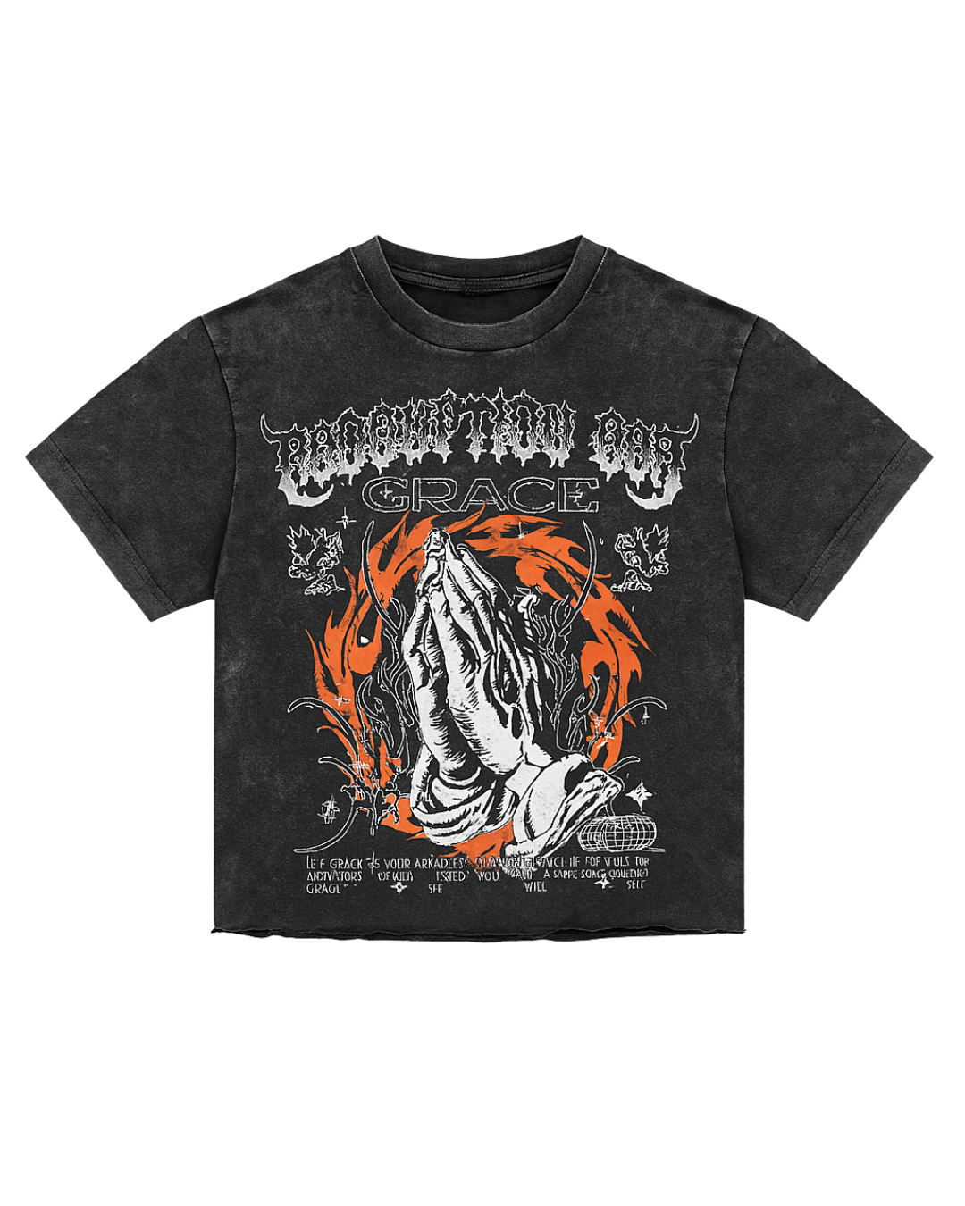 Grace Cropped Tee - Black Acid Wash