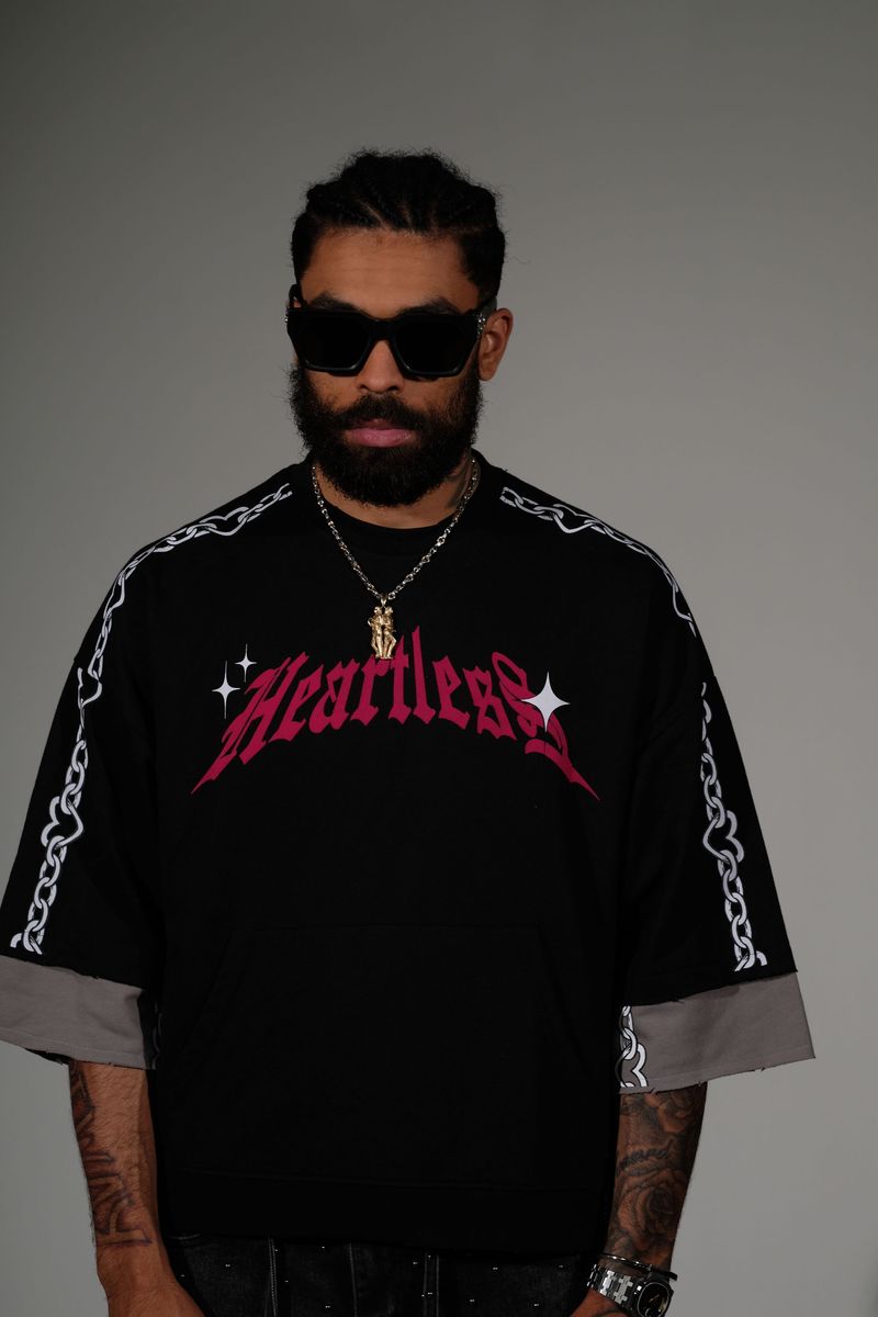 "Heartless" Cropped Tee - Black