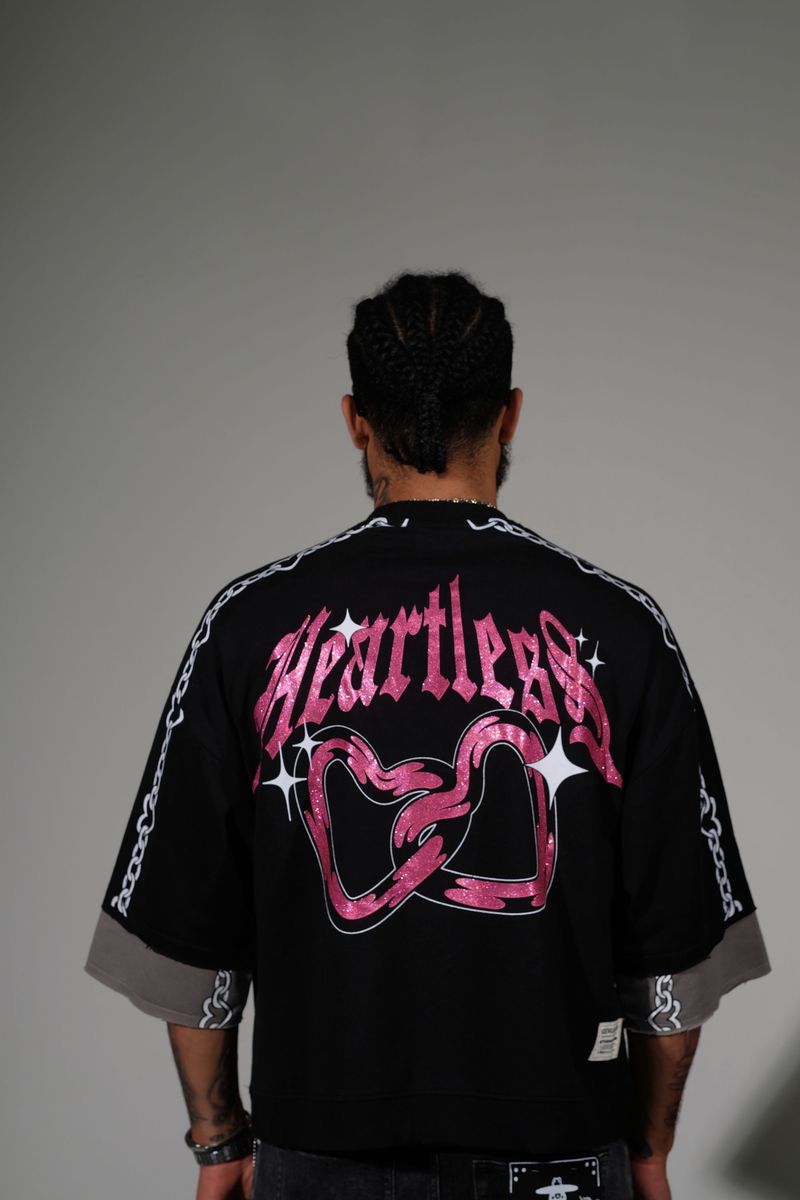 "Heartless" Cropped Tee - Black