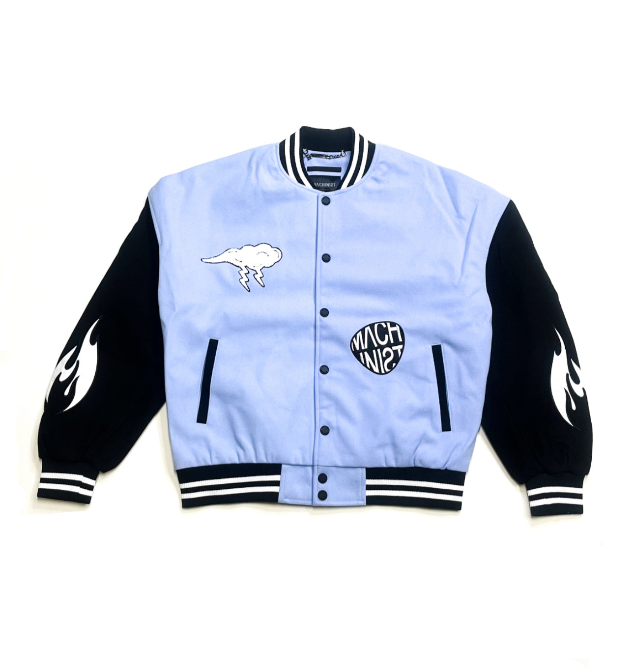 Cold Tone Bomber Jacket - Light Blue