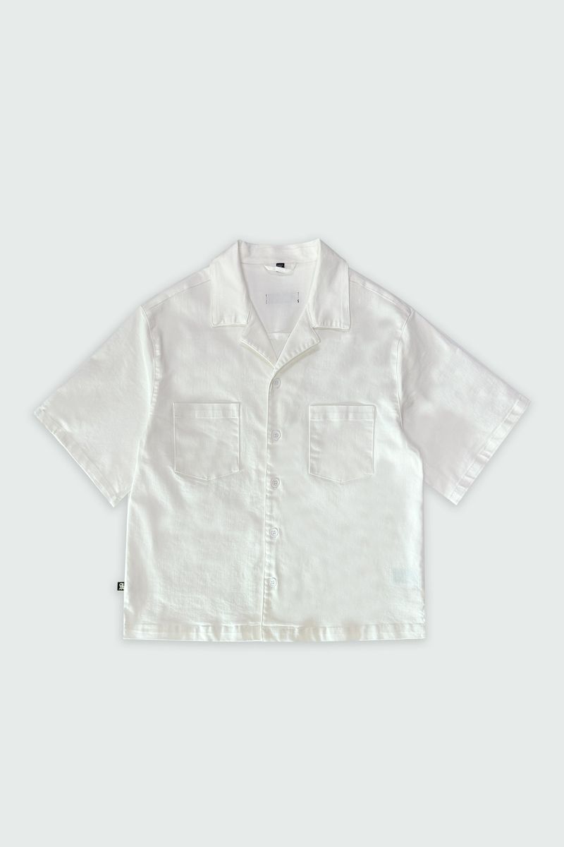 Immortal Button Down Cropped Tee - White