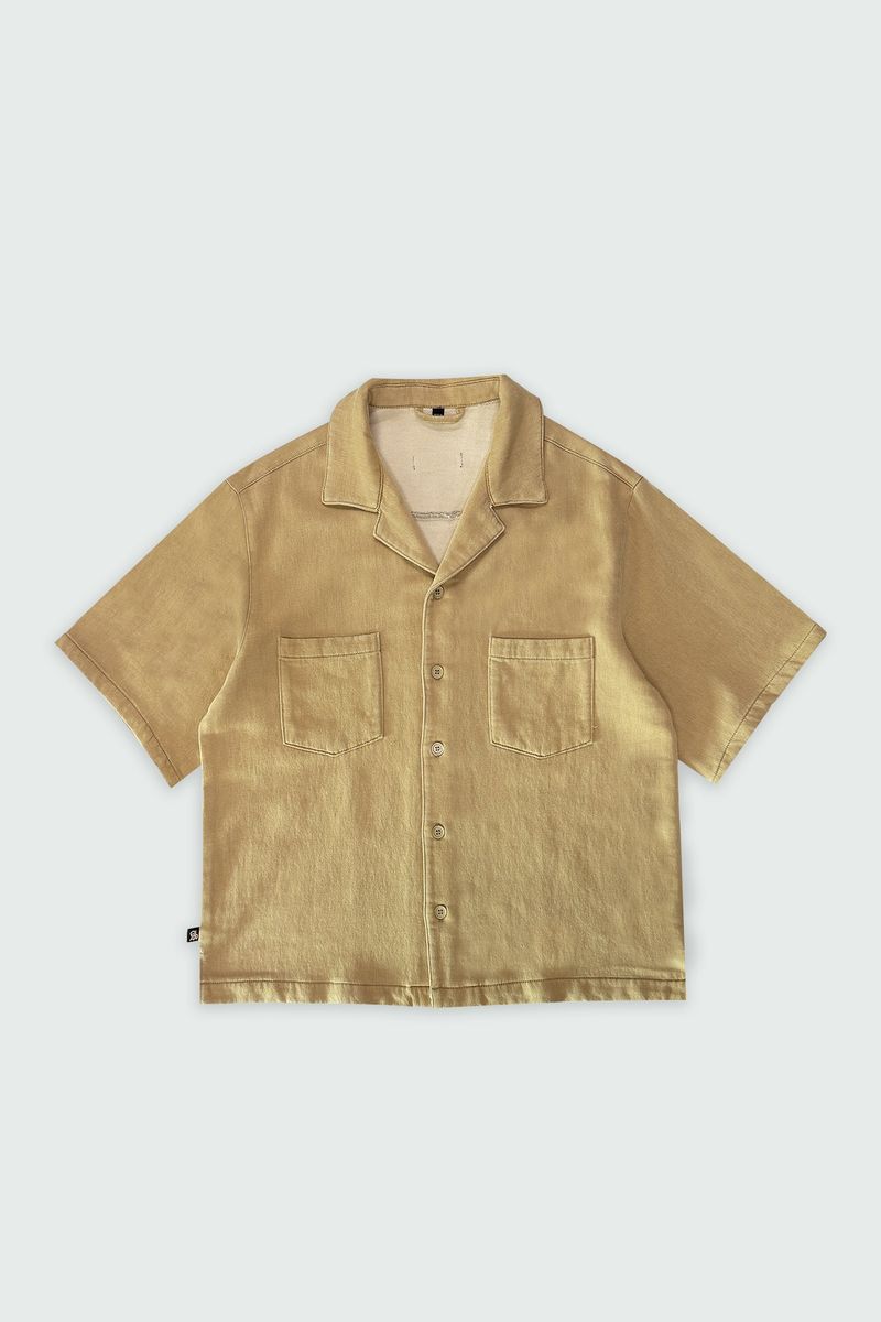 Lord Button Down Cropped Tee - Taupe