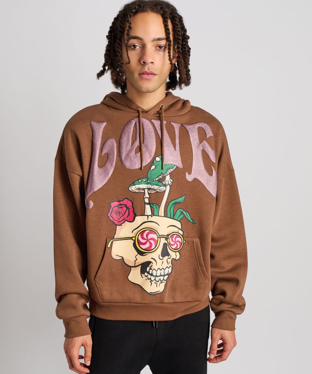 Love Hate Hoodie - Brown