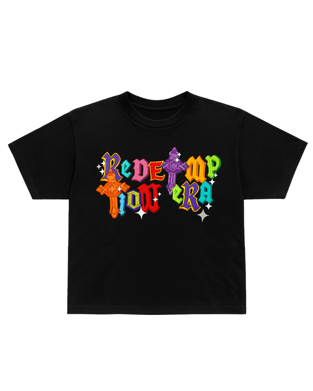 Multi Colorway Cropped Tee - Black