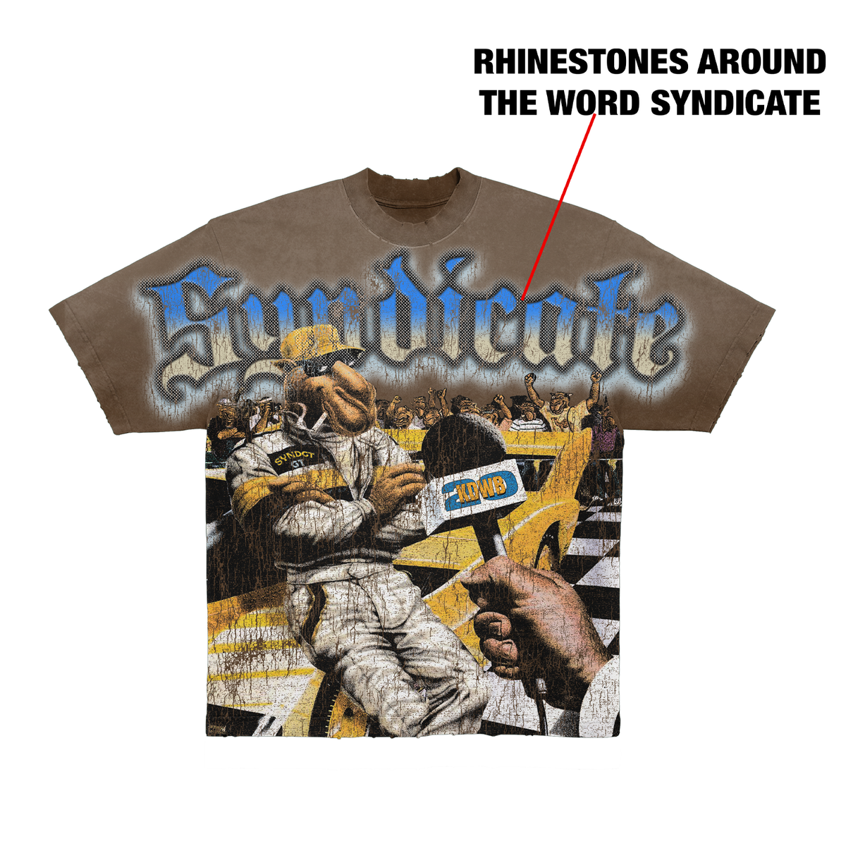 Syndicate "Racing" Cropped Tee - Brown Wash