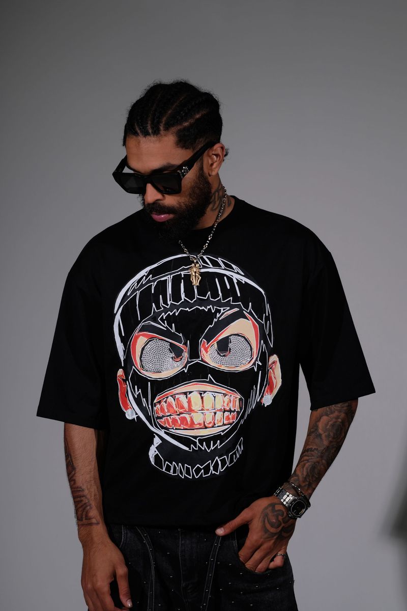 Rear View Cropped Tee - Black