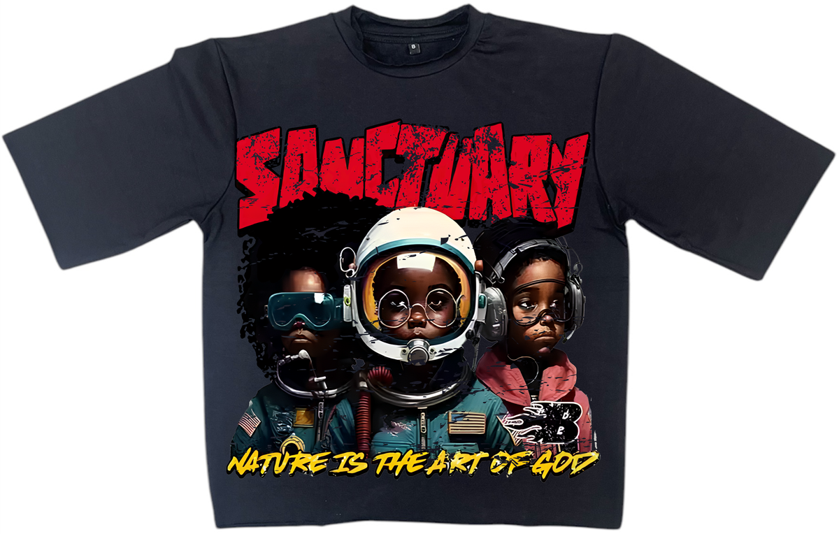 Kids "Sanctuary" Cropped Tee - Black