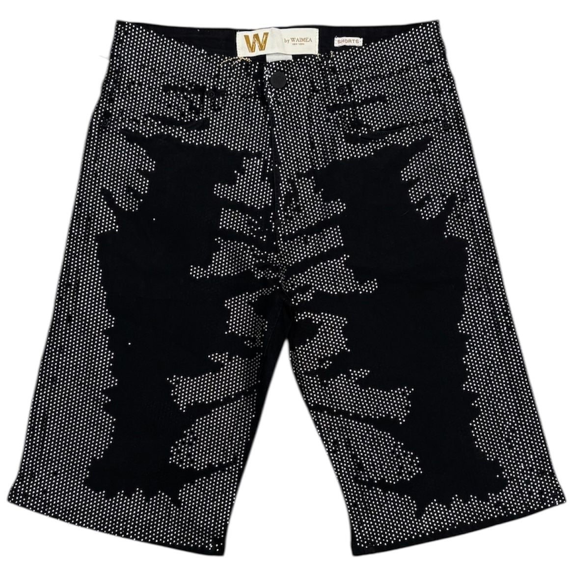 Shadow Crystal Denim Shorts- Black