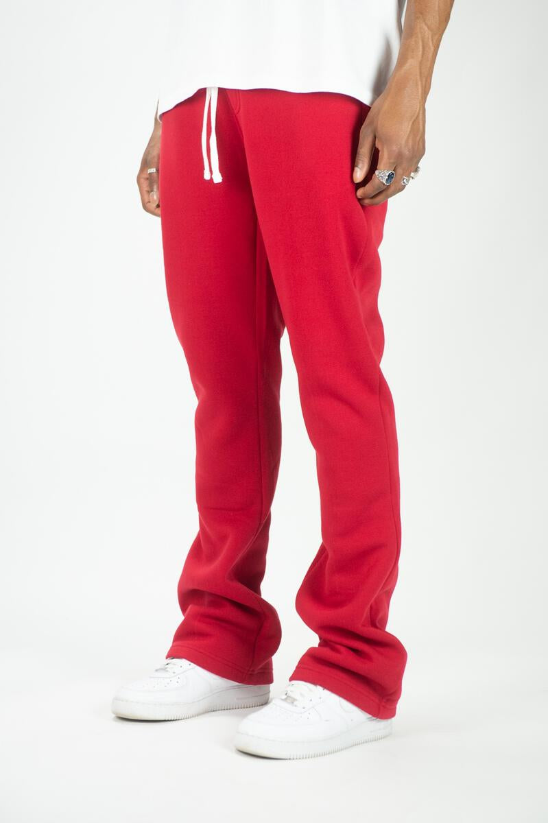 Stacked Fleece Sweatpants - Red