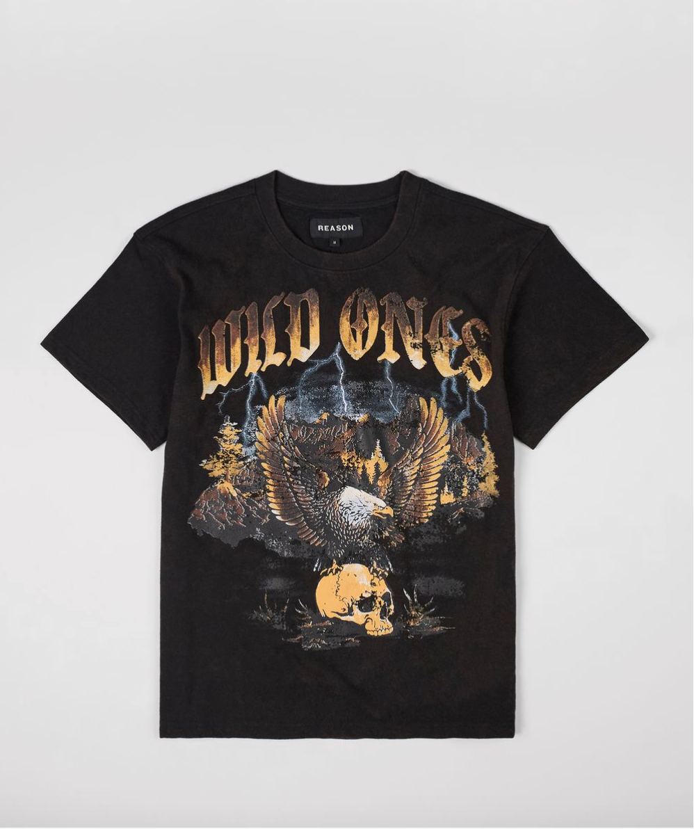 Wild Ones Acid Washed Tee - Black