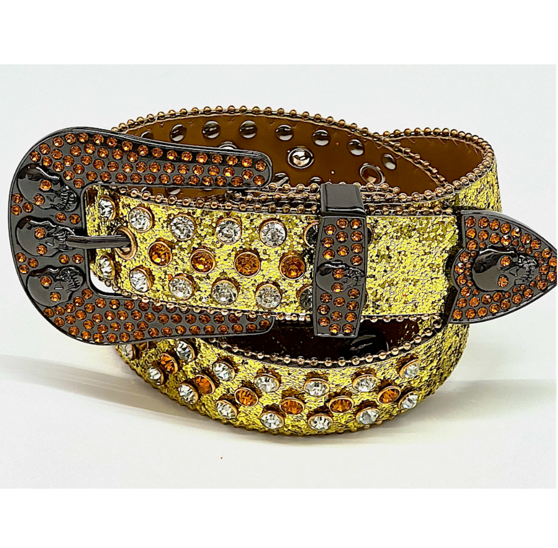 Rhinestone Skulls Belt - Vintage