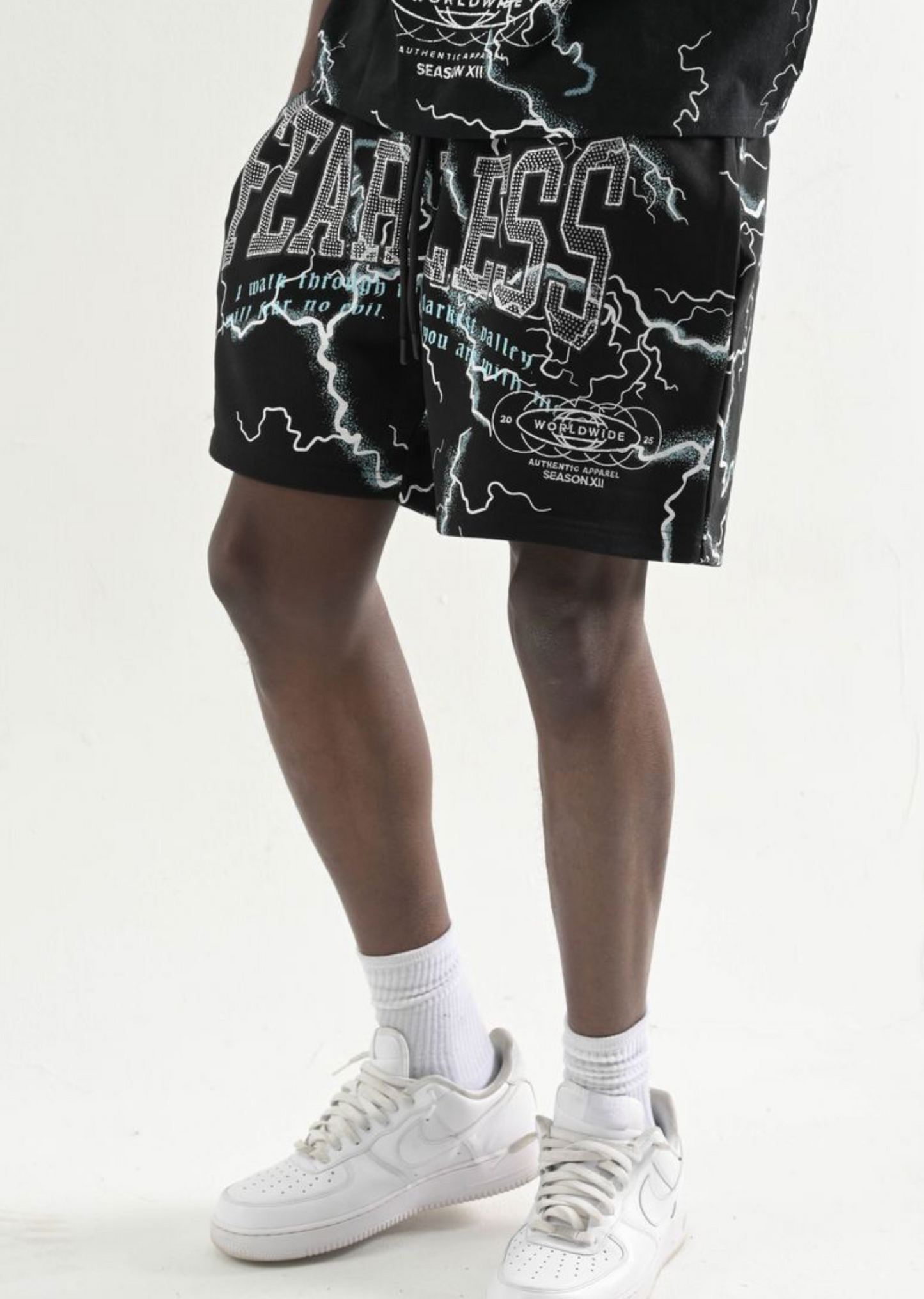 Graphic French Terry Shorts - Black