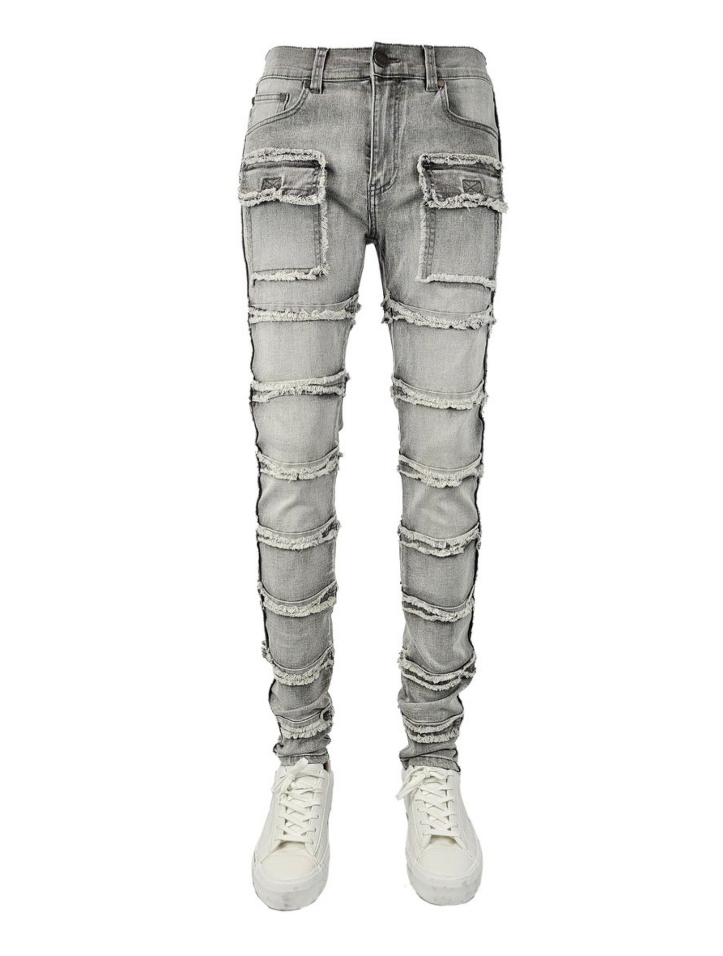 Platform Slim Denim Jeans - Grey