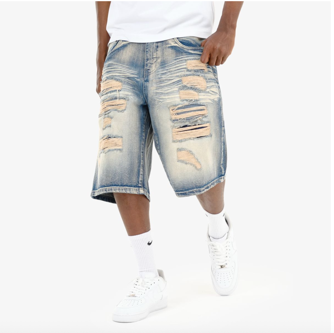 Dust Fade Ripped Denim Short