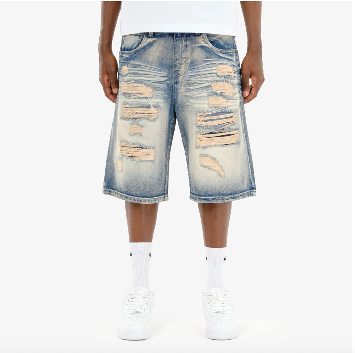 Dust Fade Ripped Denim Short
