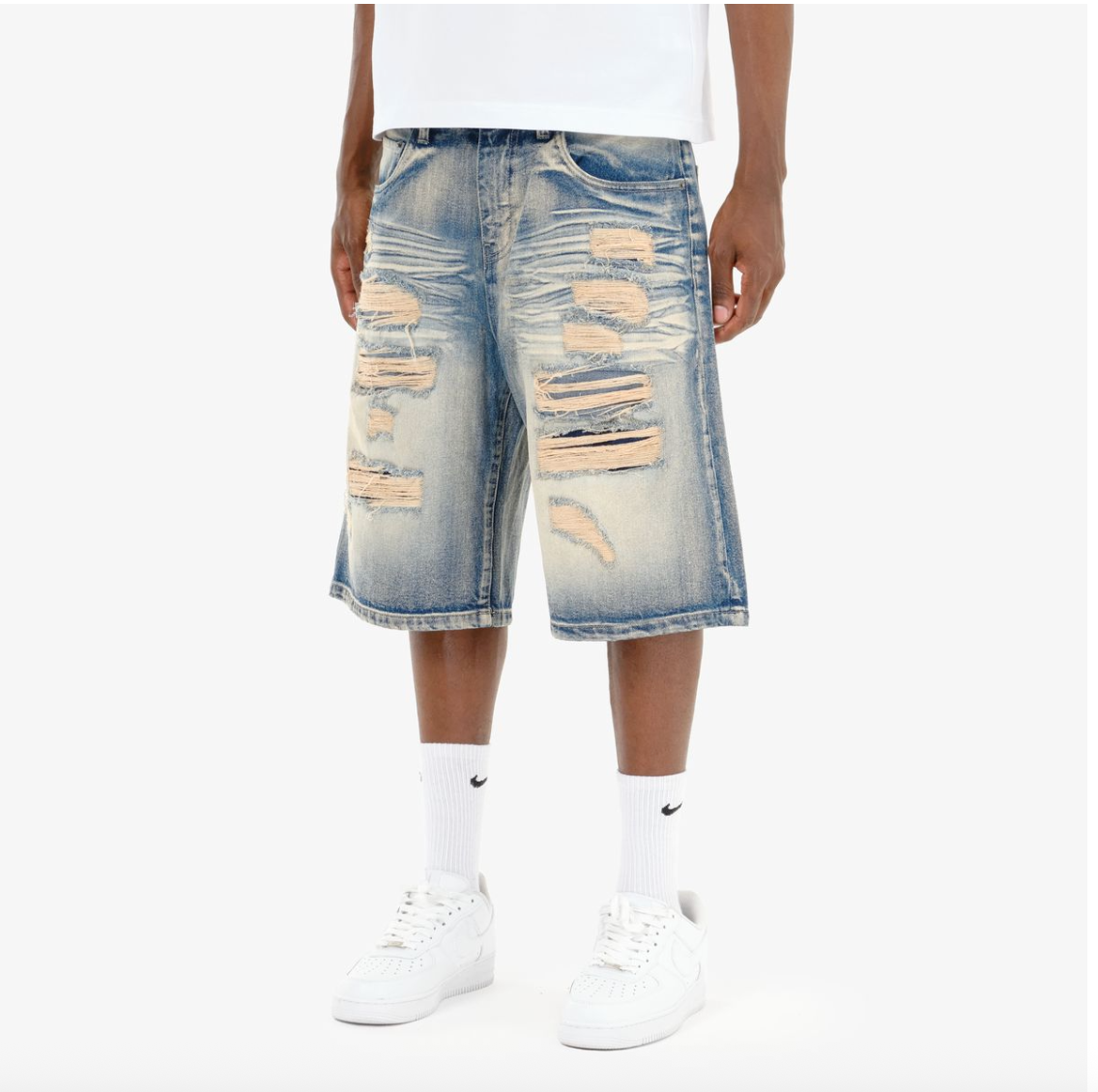 Dust Fade Ripped Denim Short