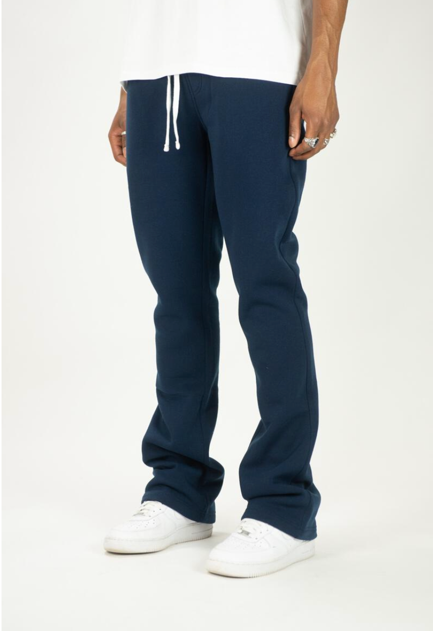 Stacked Fleece Sweatpants - Navy