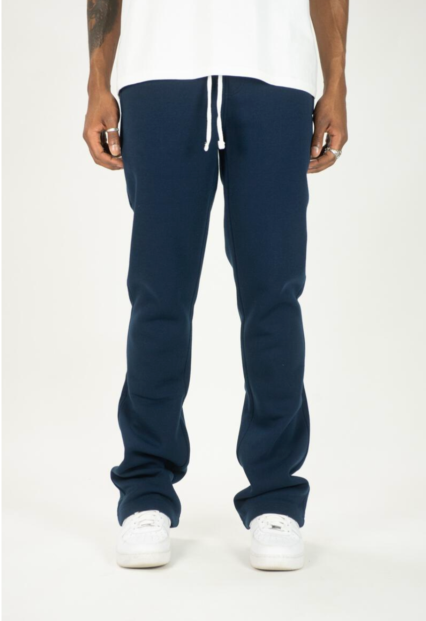 Stacked Fleece Sweatpants - Navy